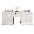 James Martin Vanities De Soto 82in Double Vanity Set, Bright White w/ 3 CM White Zeus Quartz Top 825-V82-BW-DU-WZ